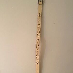 Beige Leather Cutout Belt